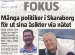 Peter Friberg, en av de som omnmns i artikeln "Om Skaraborgska politiker p Internet" i VGT.